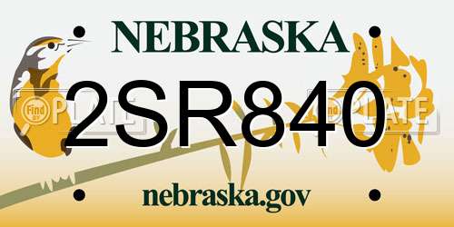 2SR840 Nebraska License Plate