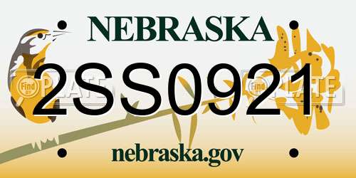 2SS0921 Nebraska License Plate