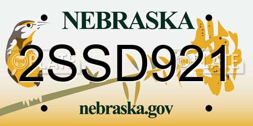 2SSD921 Nebraska License Plate