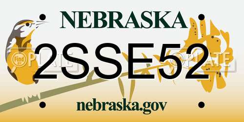 2SSE52 Nebraska License Plate