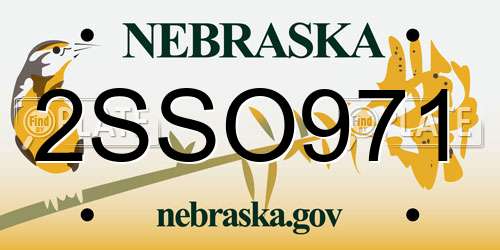 2SSO971 Nebraska License Plate