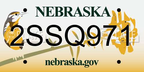 2SSQ971 Nebraska License Plate