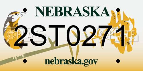 2ST0271 Nebraska License Plate