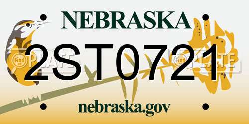 2ST0721 Nebraska License Plate