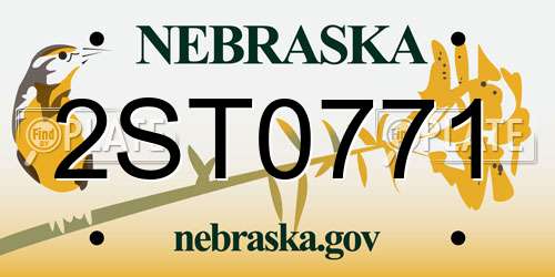 2ST0771 Nebraska License Plate
