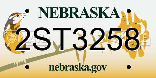 2ST3258 Nebraska License Plate