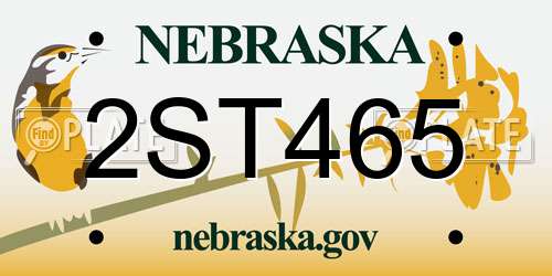 2ST465 Nebraska License Plate