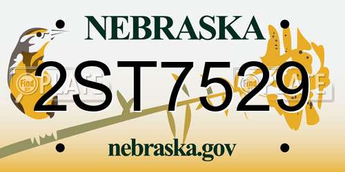 2ST7529 Nebraska License Plate