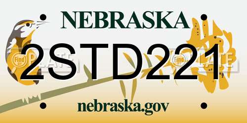 2STD221 Nebraska License Plate