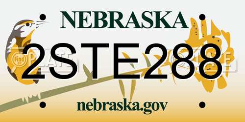 2STE288 Nebraska License Plate