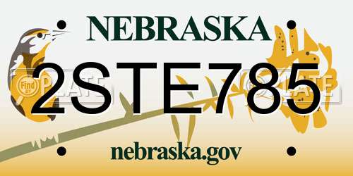 2STE785 Nebraska License Plate