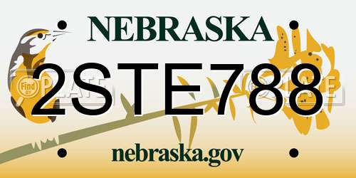 2STE788 Nebraska License Plate