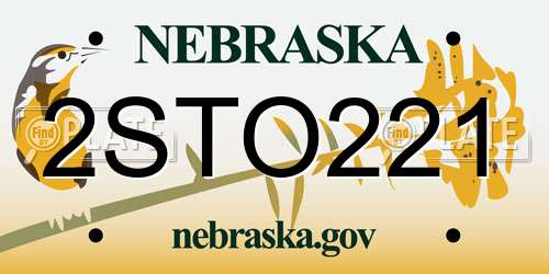 2STO221 Nebraska License Plate