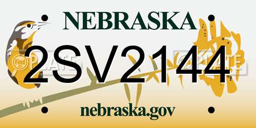 2SV2144 Nebraska License Plate