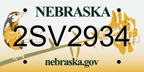 2SV2934 Nebraska License Plate