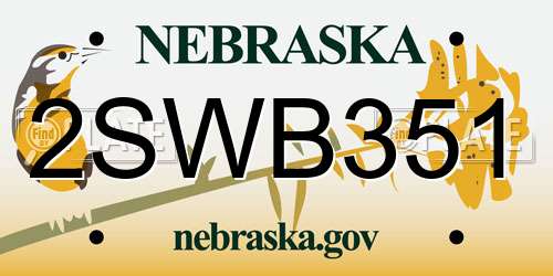 2SWB351 Nebraska License Plate