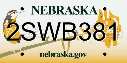 2SWB381 Nebraska License Plate