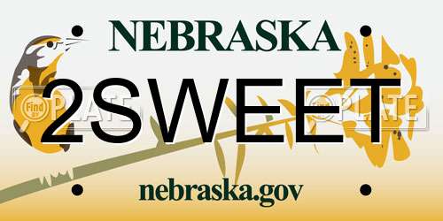 2SWEET Nebraska License Plate