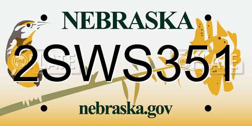 2SWS351 Nebraska License Plate