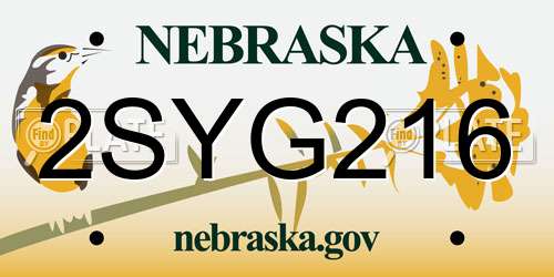 2SYG216 Nebraska License Plate