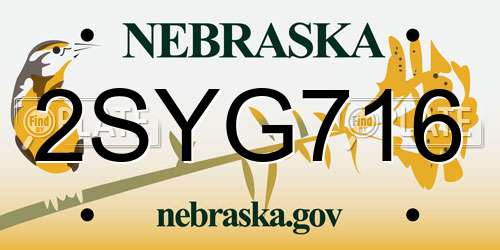 2SYG716 Nebraska License Plate