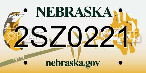 2SZ0221 Nebraska License Plate
