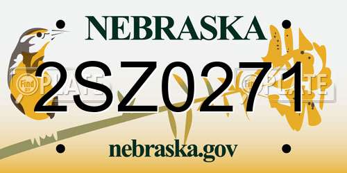 2SZ0271 Nebraska License Plate