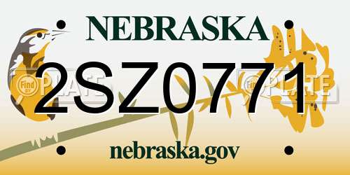 2SZ0771 Nebraska License Plate
