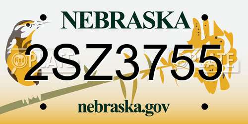 2SZ3755 Nebraska License Plate
