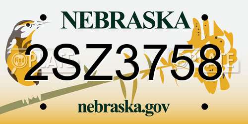 2SZ3758 Nebraska License Plate