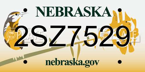 2SZ7529 Nebraska License Plate