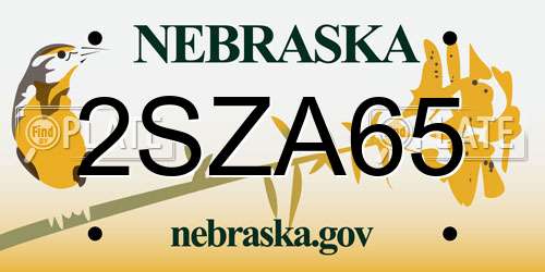 2SZA65 Nebraska License Plate