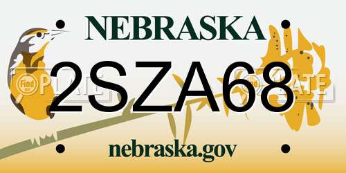 2SZA68 Nebraska License Plate