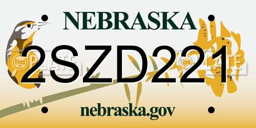 2SZD221 Nebraska License Plate