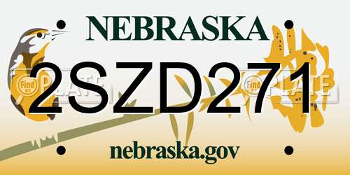 2SZD271 Nebraska License Plate