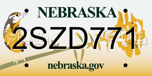 2SZD771 Nebraska License Plate
