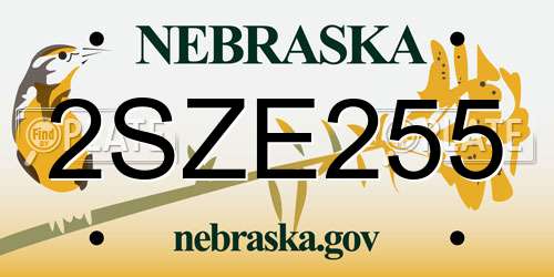 2SZE255 Nebraska License Plate