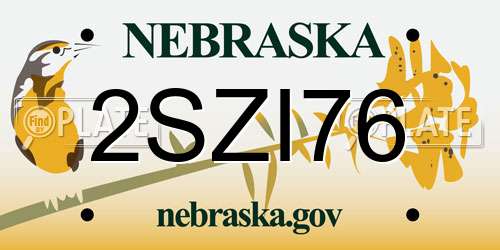 2SZI76 Nebraska License Plate