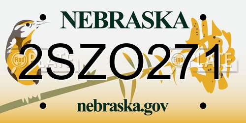 2SZO271 Nebraska License Plate