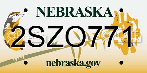 2SZO771 Nebraska License Plate