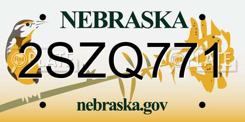 2SZQ771 Nebraska License Plate