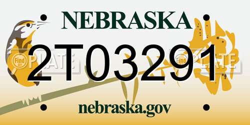 2T03291 Nebraska License Plate