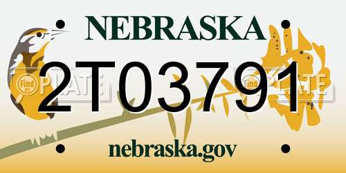 2T03791 Nebraska License Plate