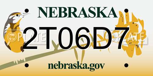 2T06D7 Nebraska License Plate