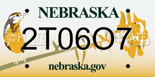 2T06O7 Nebraska License Plate