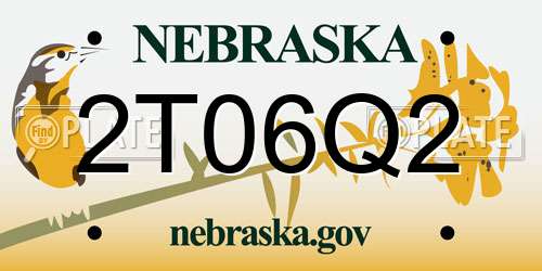 2T06Q2 Nebraska License Plate
