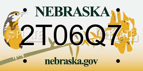 2T06Q7 Nebraska License Plate