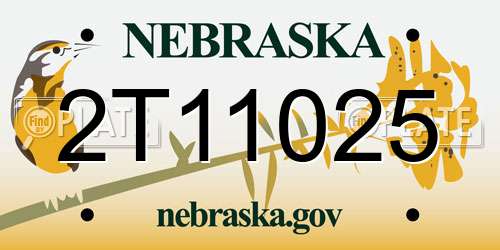 2T11025 Nebraska License Plate