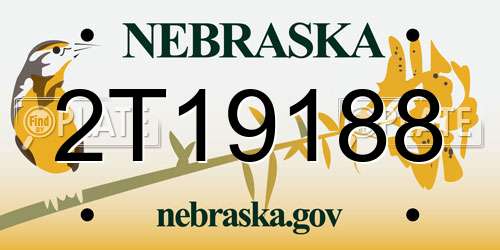 2T19188 Nebraska License Plate