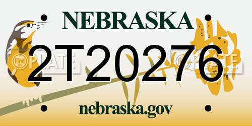 2T20276 Nebraska License Plate